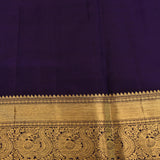 Vibrant Orange And Navy Blue Kanjivaram Silk Saree