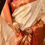Off White With All Over Floral Jaal Kanivaram Tissue Silk Saree