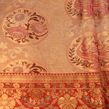 Elegant Peach And Red Kanjivaram Silk Saree