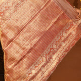Gold With Contrast Red Zari Woven Pallu On Kanjivaram Silk Saree