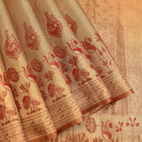 Majestic Metallic Gold And Red Kanjivaram Silk Saree