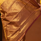 Mustard Gold With Contrast Maroon Zari Border Kanjivaram Silk Saree