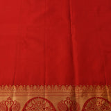 Crimson Red Kanjivaram Silk Saree With Gold Zari Jaal And Peacock Border