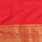 Cherry Red Kanjivaram Silk Saree With Gold Zari Diagonal Floral Creepers