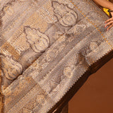 Mustard Gold Kanjivaram Silk Saree With Silver Zari Brocade Border