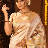 Gold Tissue Kanjivaram Silk Saree With Floral Vine Motif