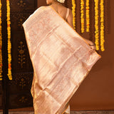 Gold Tissue Kanjivaram Silk Saree With Floral Vine Motif