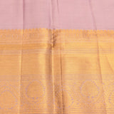 Butter Yellow Kanjivaram Silk Saree With Gold Floral Jaal & Lavender Contrast Zari Border