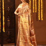 Antique Gold With All-Over Zari Jaal Weave Kanjivaram Silk Saree