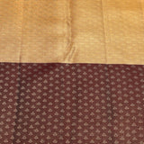 Antique Gold Kanjivaram Silk Saree With Multicolour Floral Jaal & Deep Burgundy Botanical Pallu