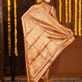 Antique Gold With All-Over Zari Jaal Weave Kanjivaram Silk Saree