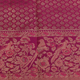 Teal & Magenta Kanjivaram Silk Saree With Gold Checks, Floral Buttas & Peacock Border