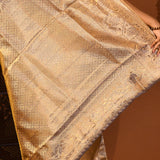 Metallic Grey With Gold Zari Weaving In Kanjivaram Tissue Silk Saree