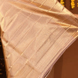 Champagne With Silver Floral Jaal And Gold Diagonal Pallu On Kanjivaram Silk Saree