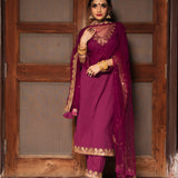 Deep Magenta Zari Salwar Set