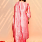 Rose Pink Banarasi Tissue Silk Kurta Set