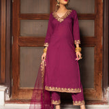 Deep Magenta Zari Salwar Set
