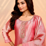 Rose Pink Banarasi Tissue Silk Kurta Set