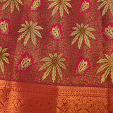 Magenta Pink Kanjivaram Silk Saree With Gold Sunflower Buttas & Rich Antique Gold Zari Border