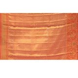 Golden Metallic With Pink Contrast Zari Border In Kanjivaram Tissue Silk Saree