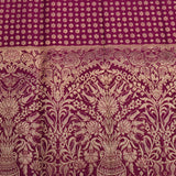 Mustard Yellow & Deep Purple Kanjivaram Silk Saree With Floral Jaal Body & Grand Kalash Pallu