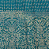 Crimson Red & Teal Kanjivaram Silk Saree With All-Over Floral Jaal & Grand Kalash Pallu
