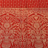 Pista Green & Scarlet Red Kanjivaram Silk Saree With Floral Butti Body & Grand Kalash Pallu