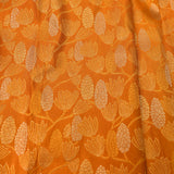 Burnt Orange Kanjivaram Silk Saree With Silver Lotus Buttas & Self Gold Paisley Zari Pallu