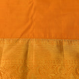 Burnt Orange Kanjivaram Silk Saree With Silver Lotus Buttas & Self Gold Paisley Zari Pallu