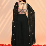 Black Chinon Georgette Indo-Western Set