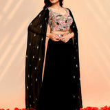 Black Chinon Georgette Indo-Western Set