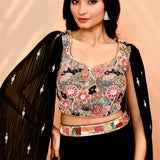 Black Chinon Georgette Indo-Western Set