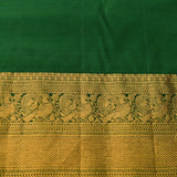 Emerald Green & Pure Gold Kanjivaram Silk Saree With Gold Checks, Medallion Buttas & Paisley Vine Pallu