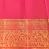 Midnight Black & Hot Pink Kanjivaram Silk Saree With Silver Leaf Jaal, Grand Sunflower Buttas & Paisley Pallu