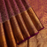 Royal Magenta & Pure Gold Kanjivaram Silk Saree With Dense Floral Vine Jaal & Elephant Zari Border