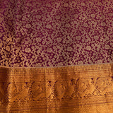 Royal Magenta & Pure Gold Kanjivaram Silk Saree With Dense Floral Vine Jaal & Elephant Zari Border
