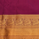 Royal Magenta & Pure Gold Kanjivaram Silk Saree With Dense Floral Vine Jaal & Elephant Zari Border