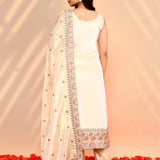 Off-White Tissue Silk Floral Kurta Set