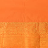 Tangerine Orange Self-Tone Kanjivaram Silk Saree With Gold Checks, Floral Buttas & Paisley Zari Pallu