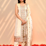 Off-White Tissue Silk Floral Kurta Set
