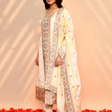 Off-White Tissue Silk Floral Kurta Set