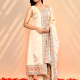 Off-White Tissue Silk Floral Kurta Set