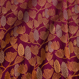 Deep Magenta & Antique Gold Kanjivaram Silk Saree With Silver-Gold Lotus Jaal & Peacock Scrolling Pallu