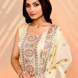 Off-White Tissue Silk Floral Kurta Set