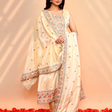 Off-White Tissue Silk Floral Kurta Set