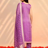 Bright Purple Tissue Silk Floral Kurta Set