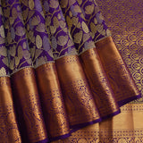 Royal Violet & Pure Gold Kanjivaram Silk Saree With All-Over Lotus Vine Jaal & Grand Paisley Pallu