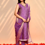 Bright Purple Tissue Silk Floral Kurta Set