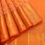 Vibrant Orange Self-Tone Kanjivaram Silk Saree With Silver-Gold Lotus Vine Jaal & Paisley Zari Pallu