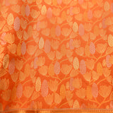 Vibrant Orange Self-Tone Kanjivaram Silk Saree With Silver-Gold Lotus Vine Jaal & Paisley Zari Pallu